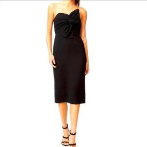 Club Monaco Black Klayton Strapless Midi Bow Front Dress - Size 8